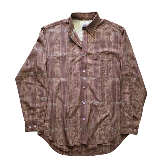Vintage Tommy Bahama Men's Y2K Silk Oversized Tropical Button-Down Shirt S - Picture 1 of 8
